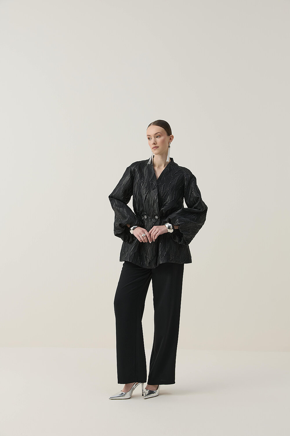 PREMİUM JAKAR KİMONO CEKET SİYAH - 5