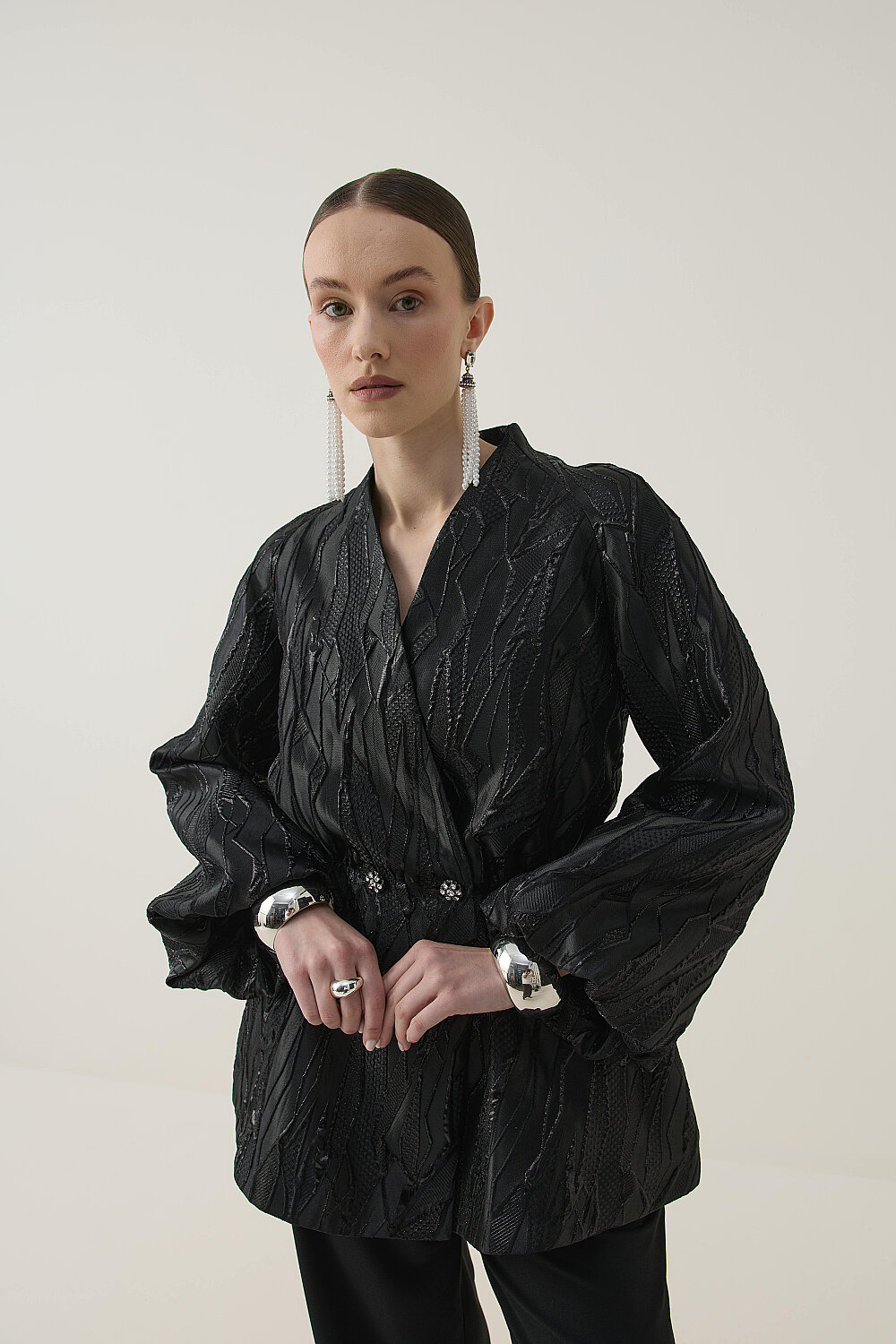 PREMİUM JAKAR KİMONO CEKET SİYAH - 7