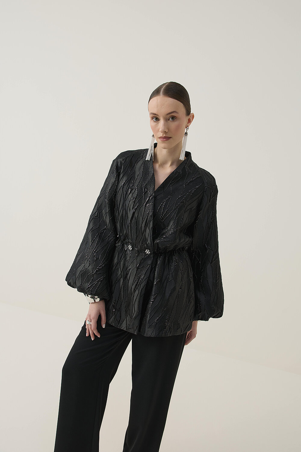 PREMİUM JAKAR KİMONO CEKET SİYAH - 8