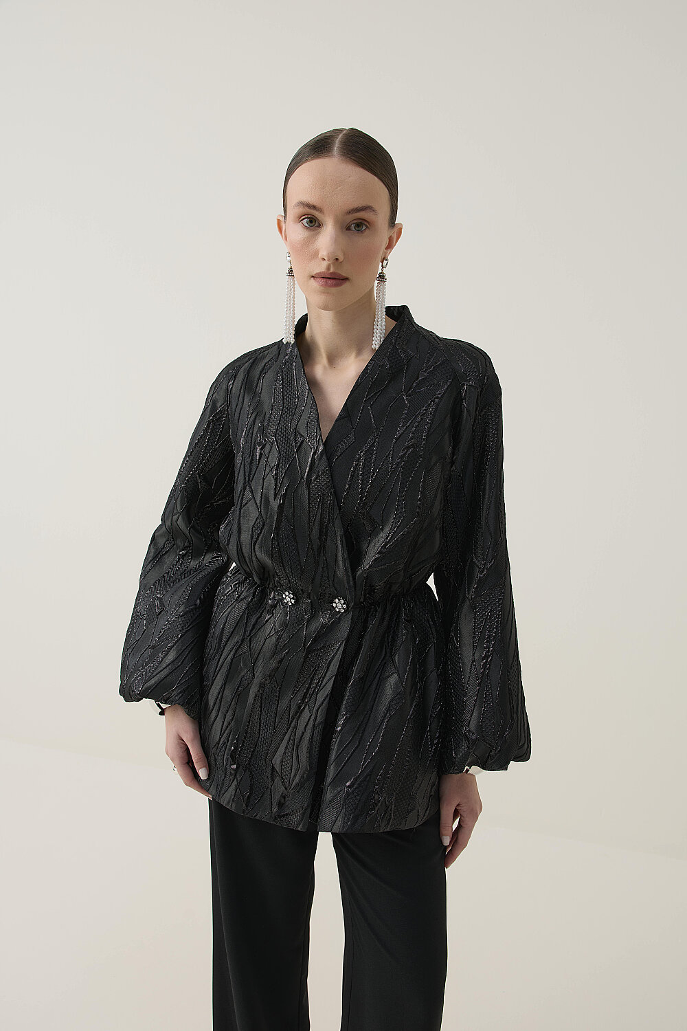 PREMİUM JAKAR KİMONO CEKET SİYAH - 9