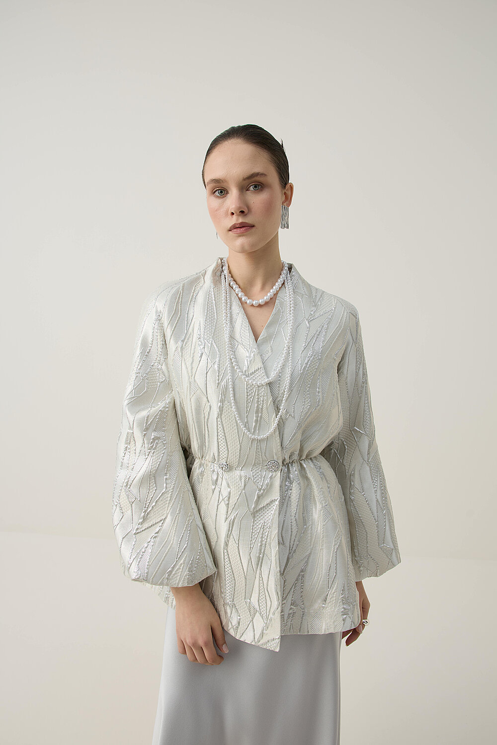 PREMİUM JAKAR KİMONO CEKET EKRU - 2