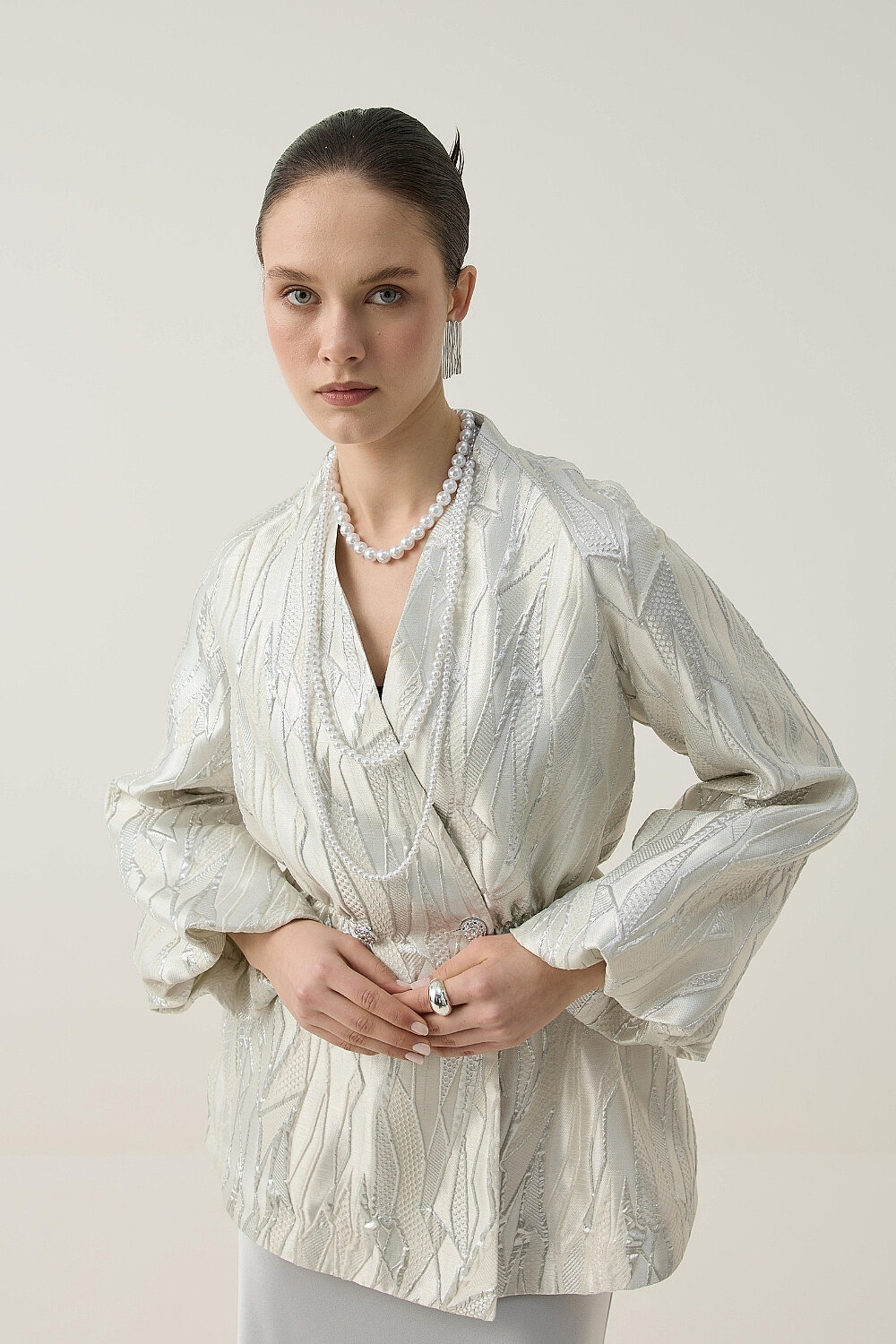 PREMİUM JAKAR KİMONO CEKET EKRU - 5