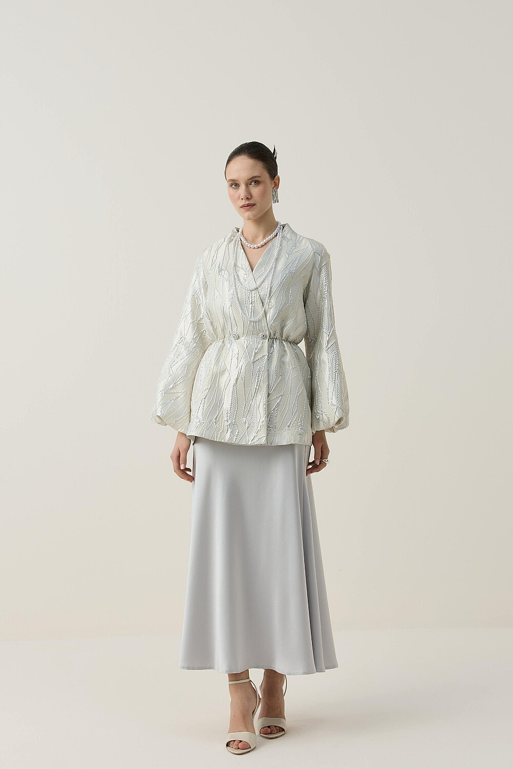 PREMİUM JAKAR KİMONO CEKET EKRU - 1