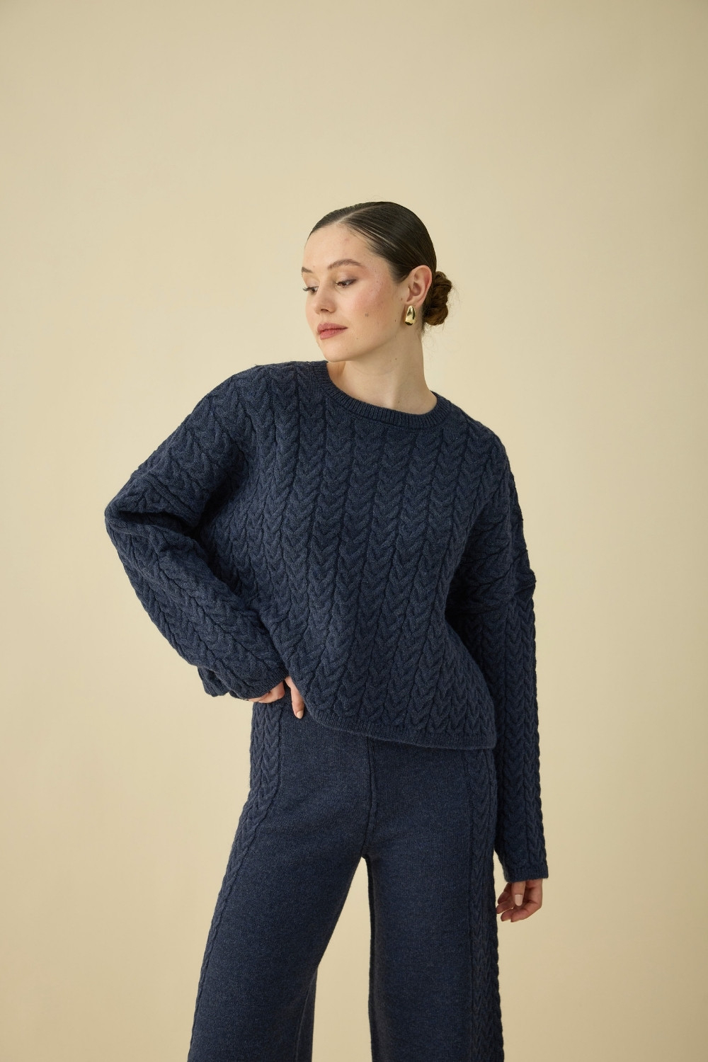 SAÇ ÖRGÜLÜ TAKIM LACİVERT - 1