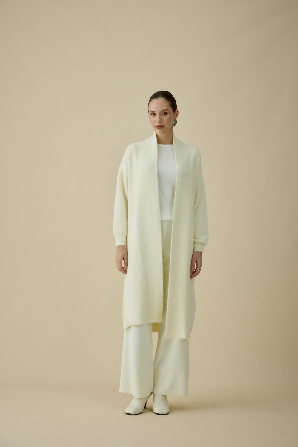 SAÇAKLI UZUN HIRKA EKRU - 2