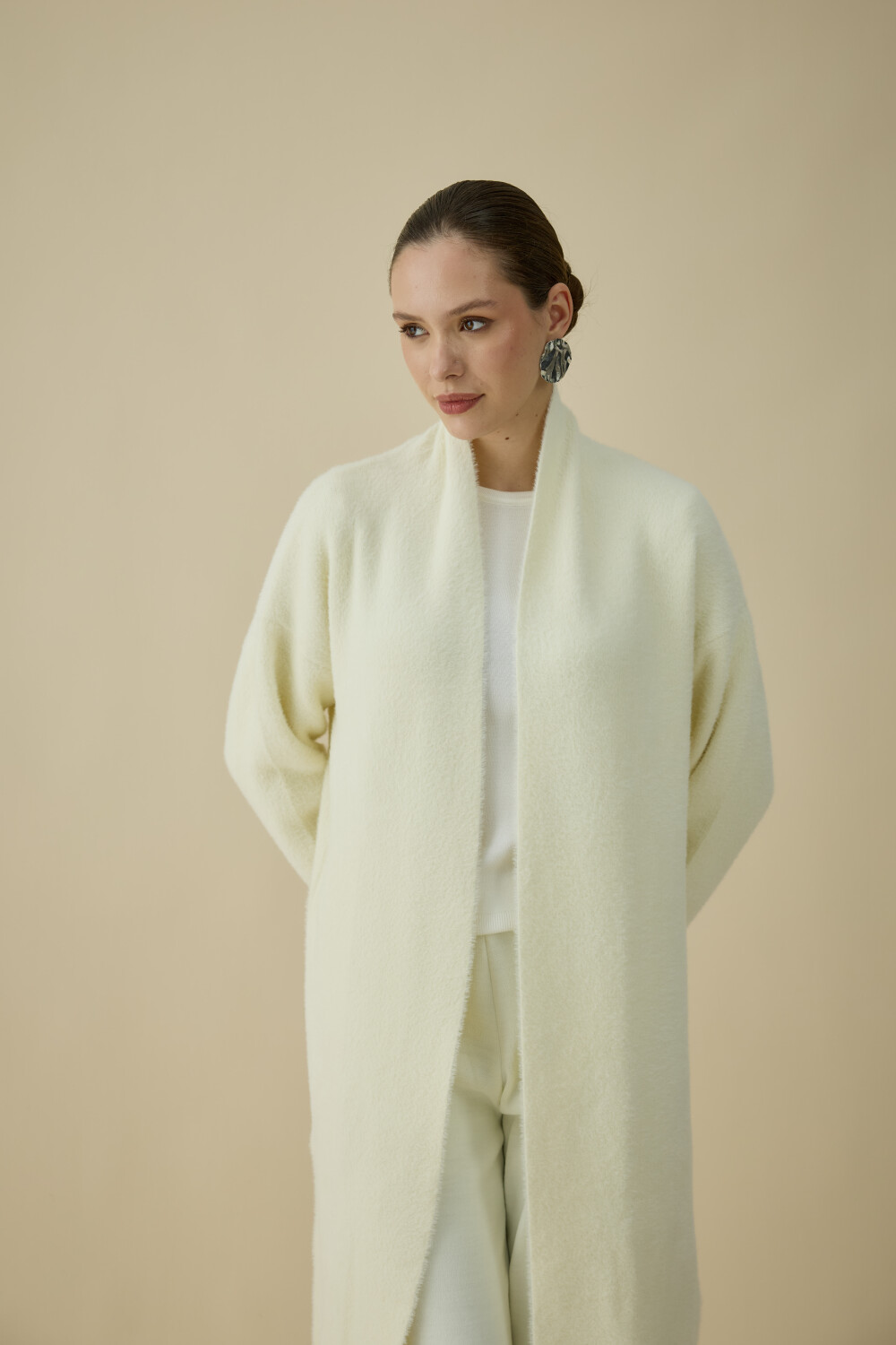 SAÇAKLI UZUN HIRKA EKRU - 5