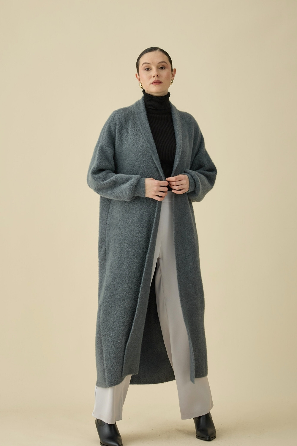 SAÇAKLI UZUN HIRKA GRİ - 