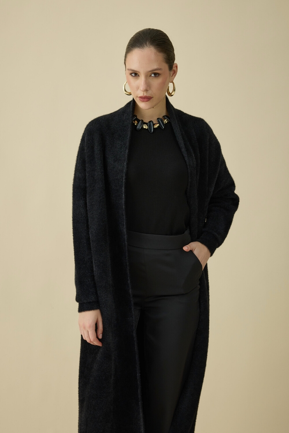 SAÇAKLI UZUN HIRKA SİYAH - 