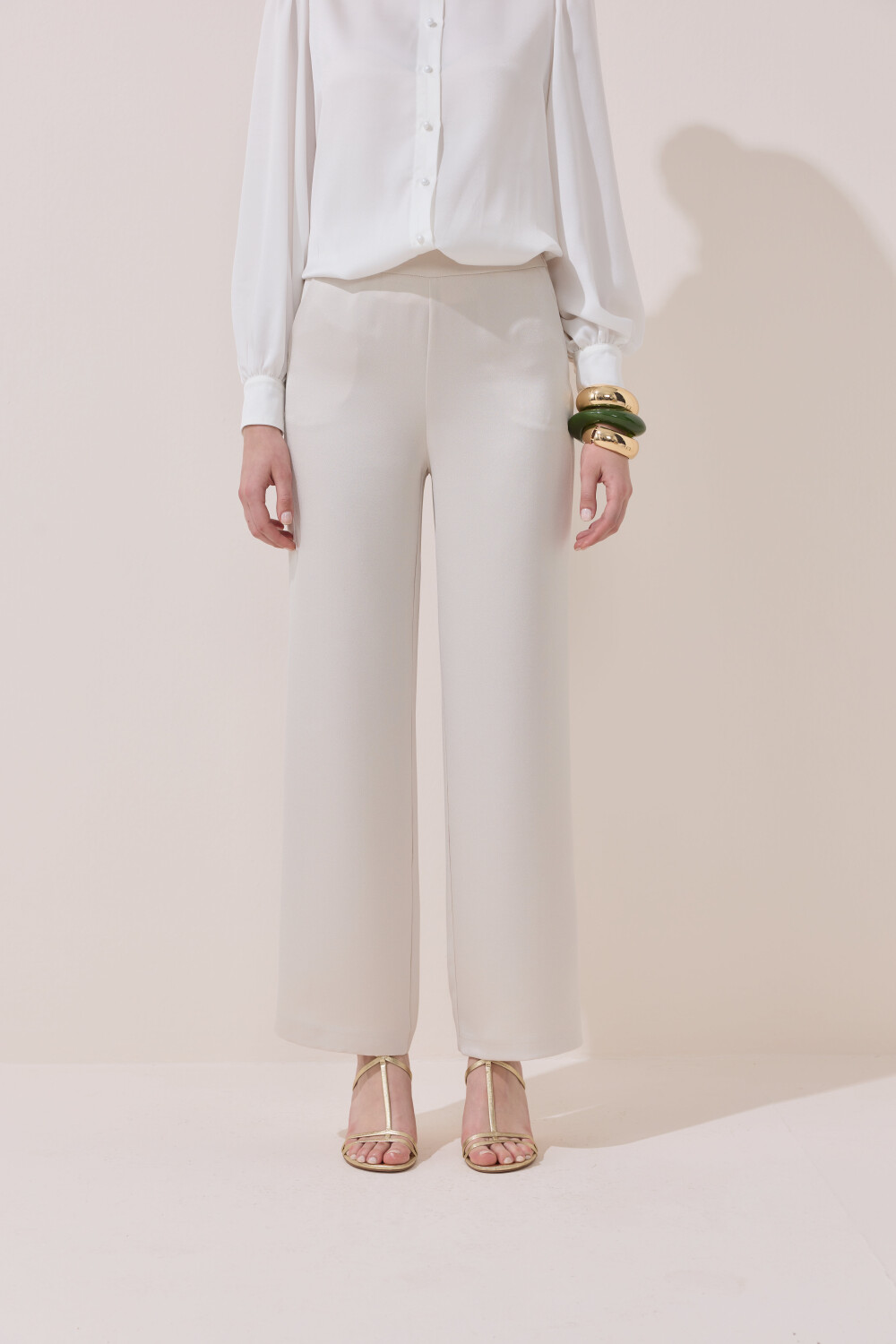 SATEN PANTOLON BEJ - 