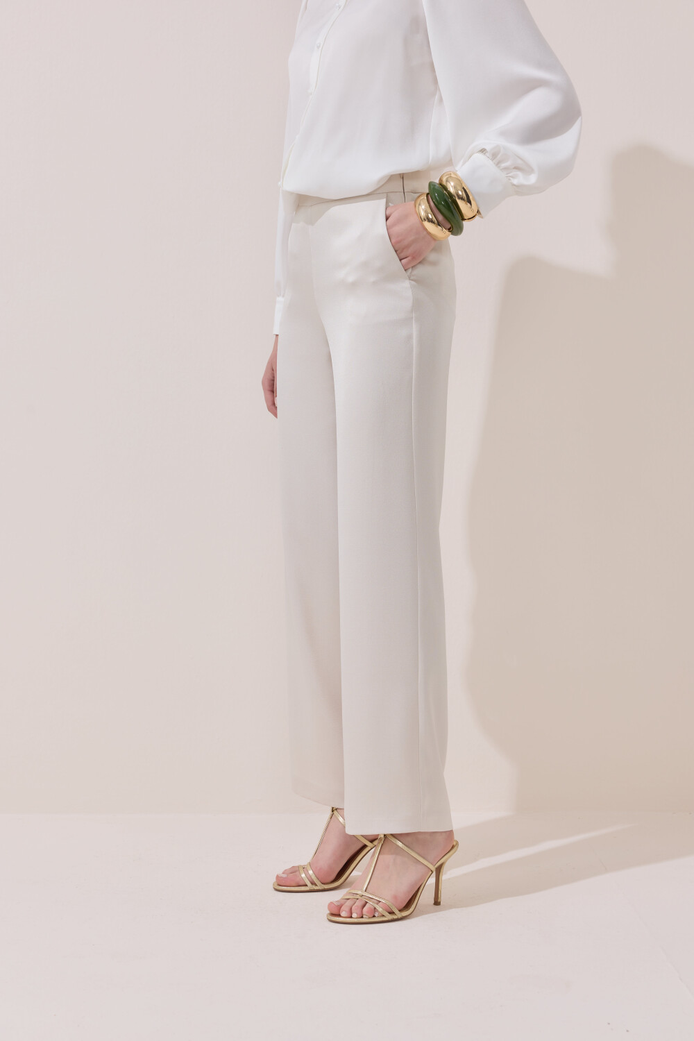 SATEN PANTOLON BEJ - 4