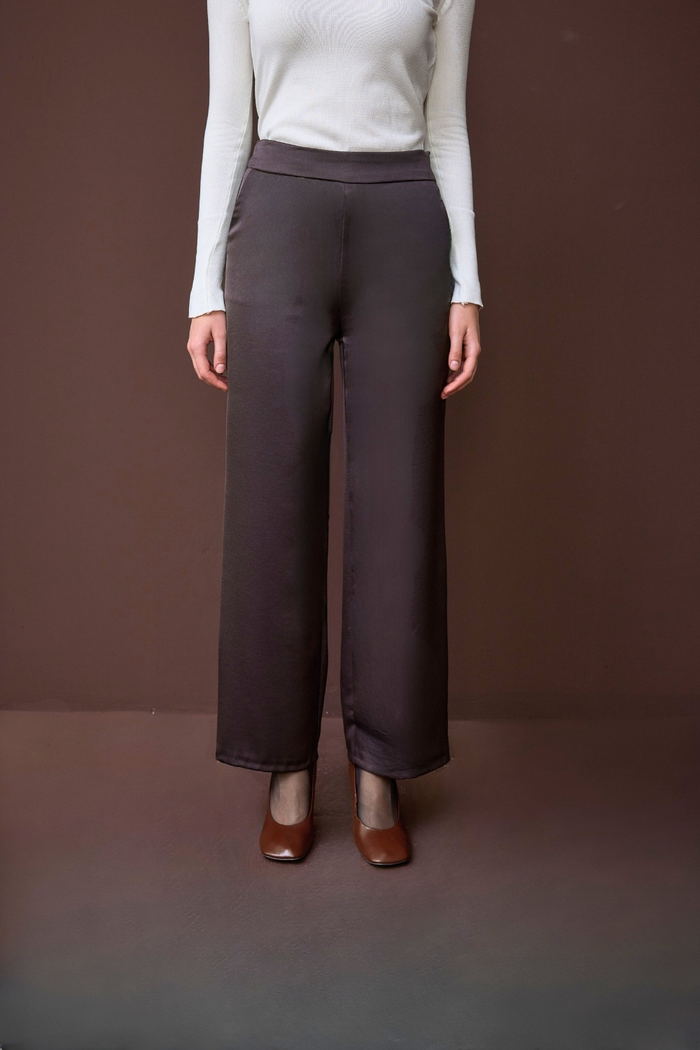SATEN PANTOLON KAHVE - 1