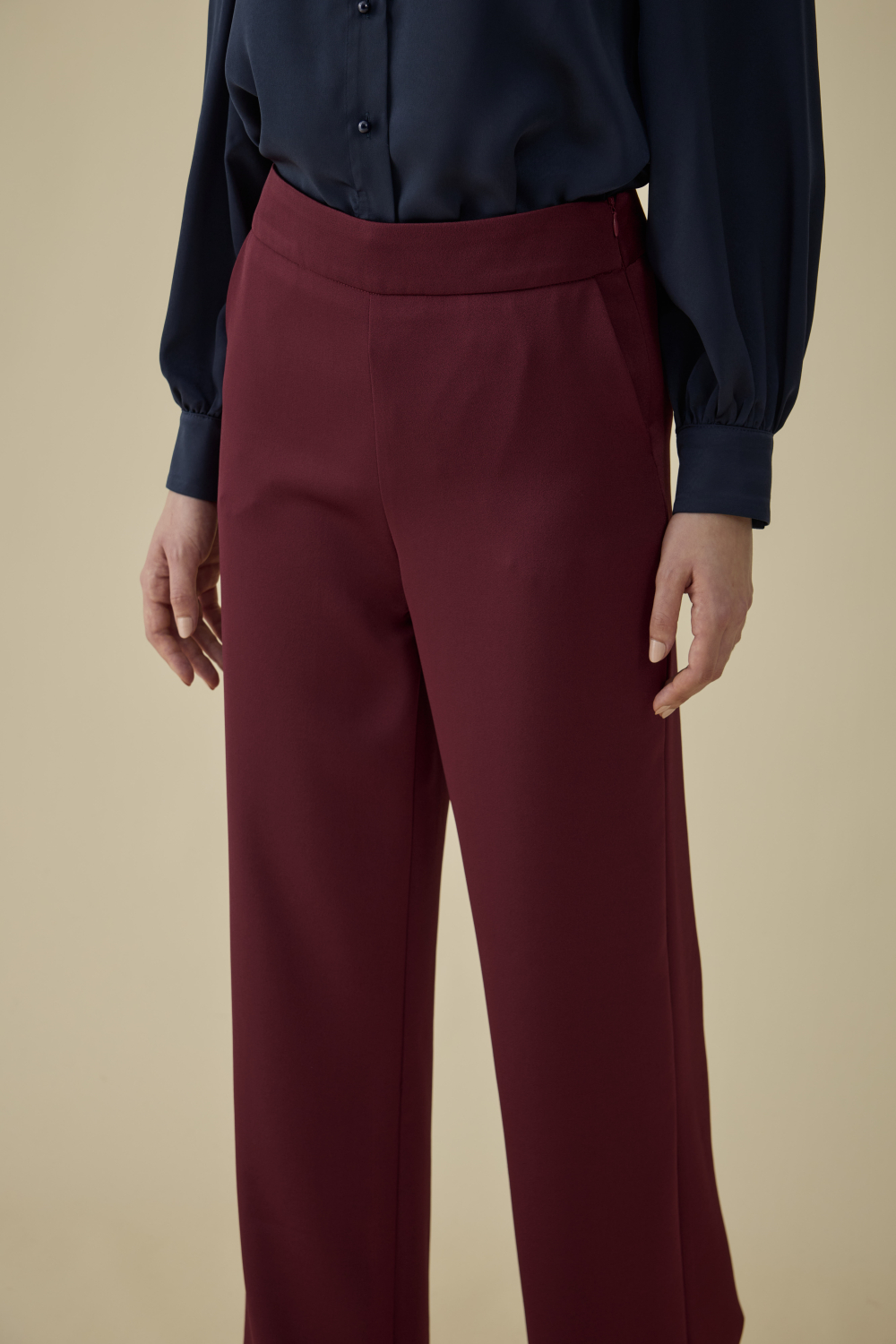 SATEN PANTOLON BORDO - 4