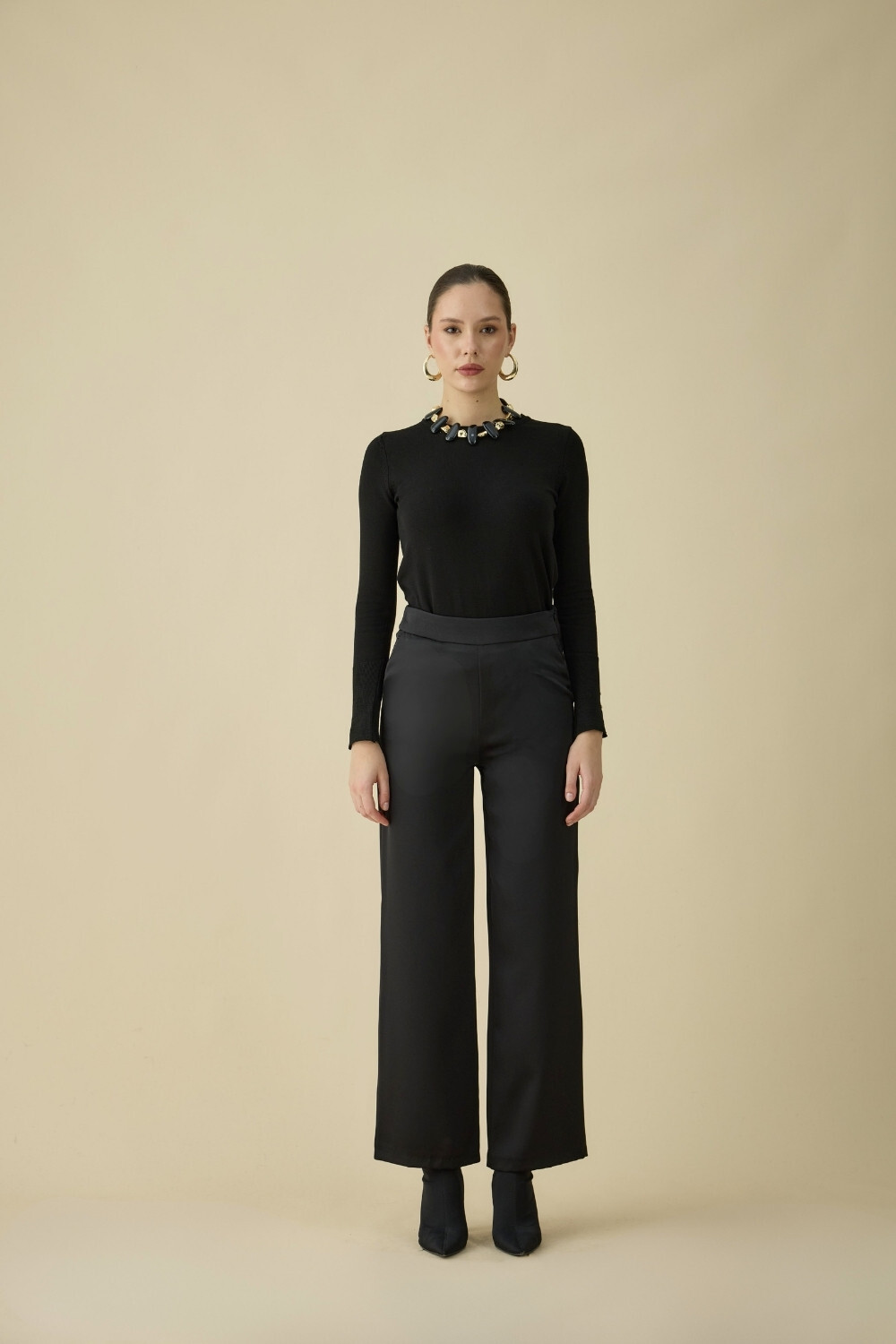 SATEN PANTOLON SİYAH - 2