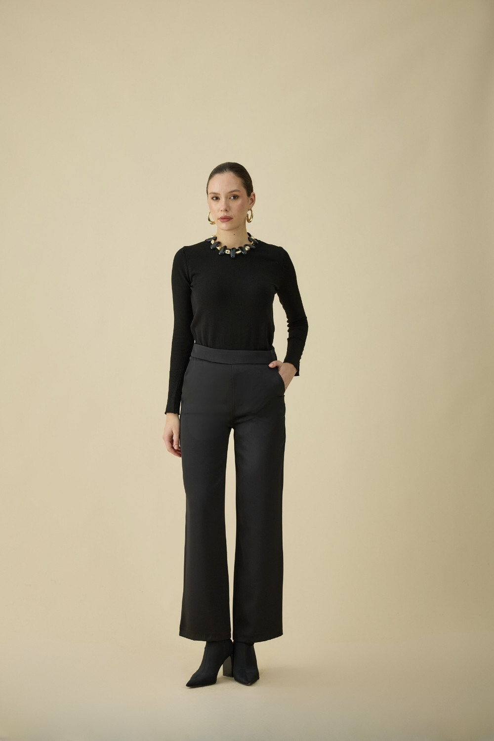 SATEN PANTOLON SİYAH - 4