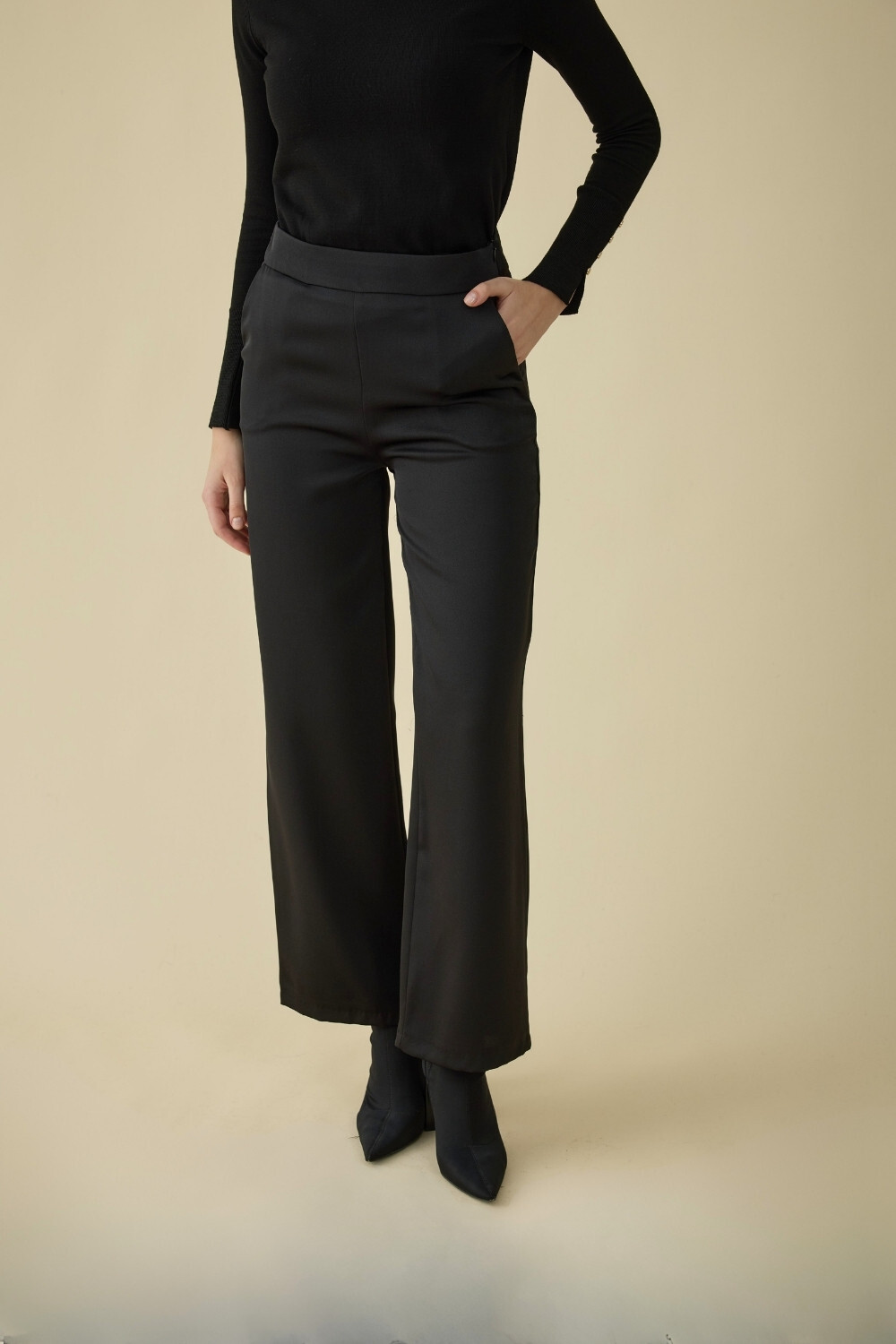 SATEN PANTOLON SİYAH - 5