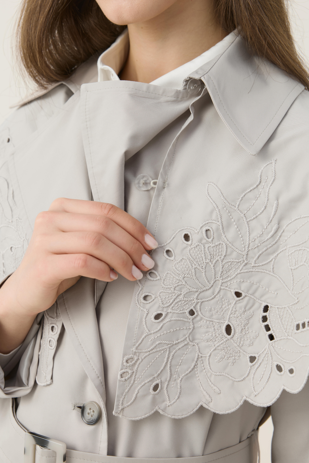 SEYYAR RÜZGARLIK DETAYLI NAKIŞLI TRENÇKOT TAŞ - 3