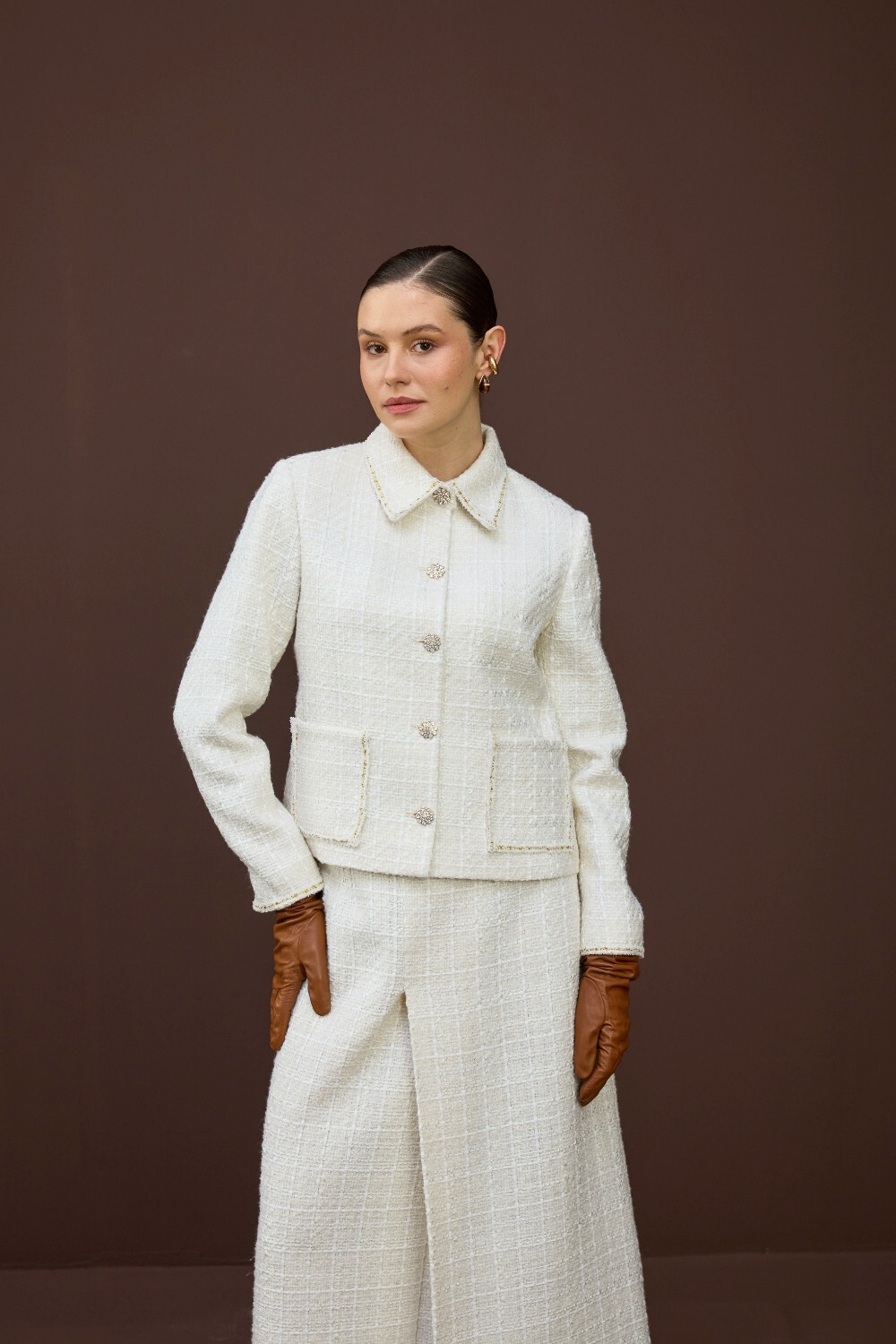 TÜVİT CEKET TAKIM EKRU - 