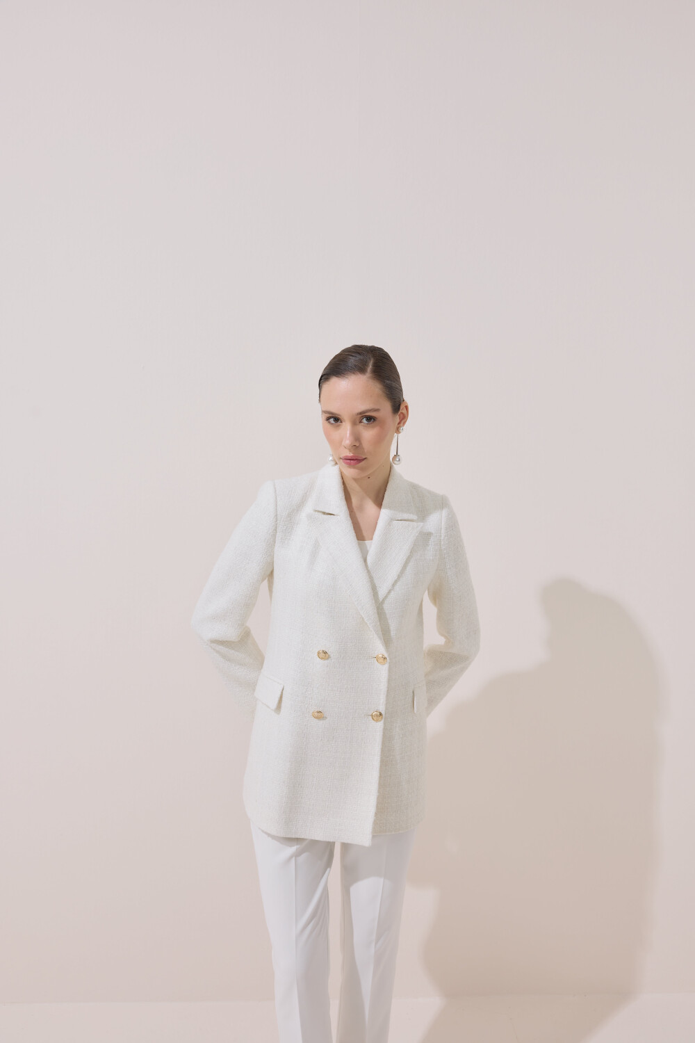 TWEED BLAZER CEKET EKRU - 7