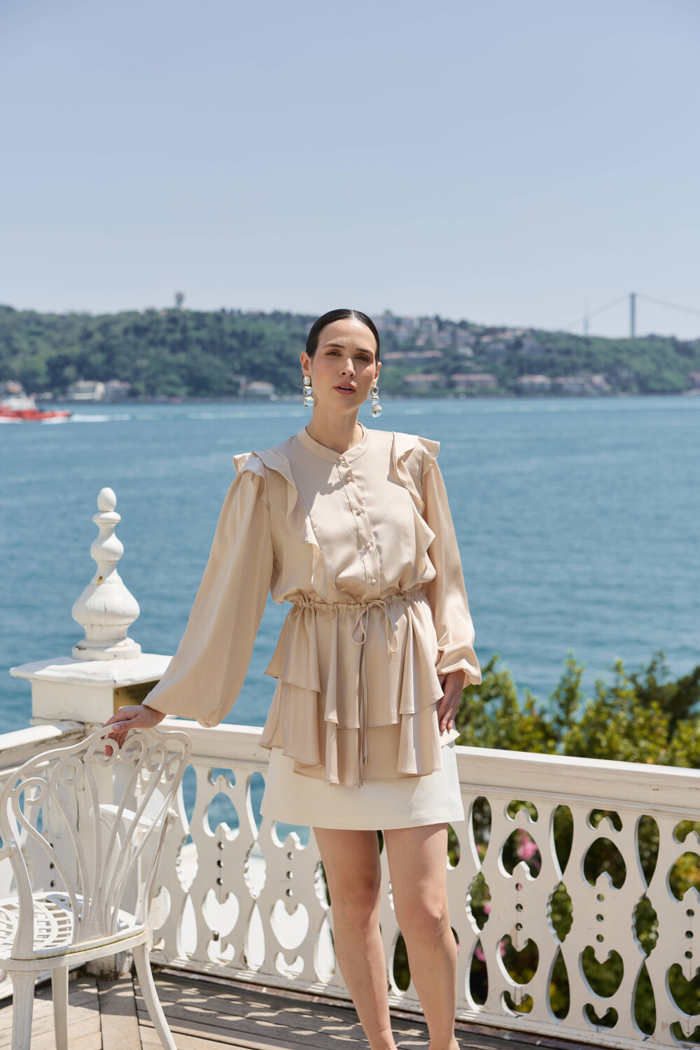 VOLAN SATEN TUNİK BEJ - 3