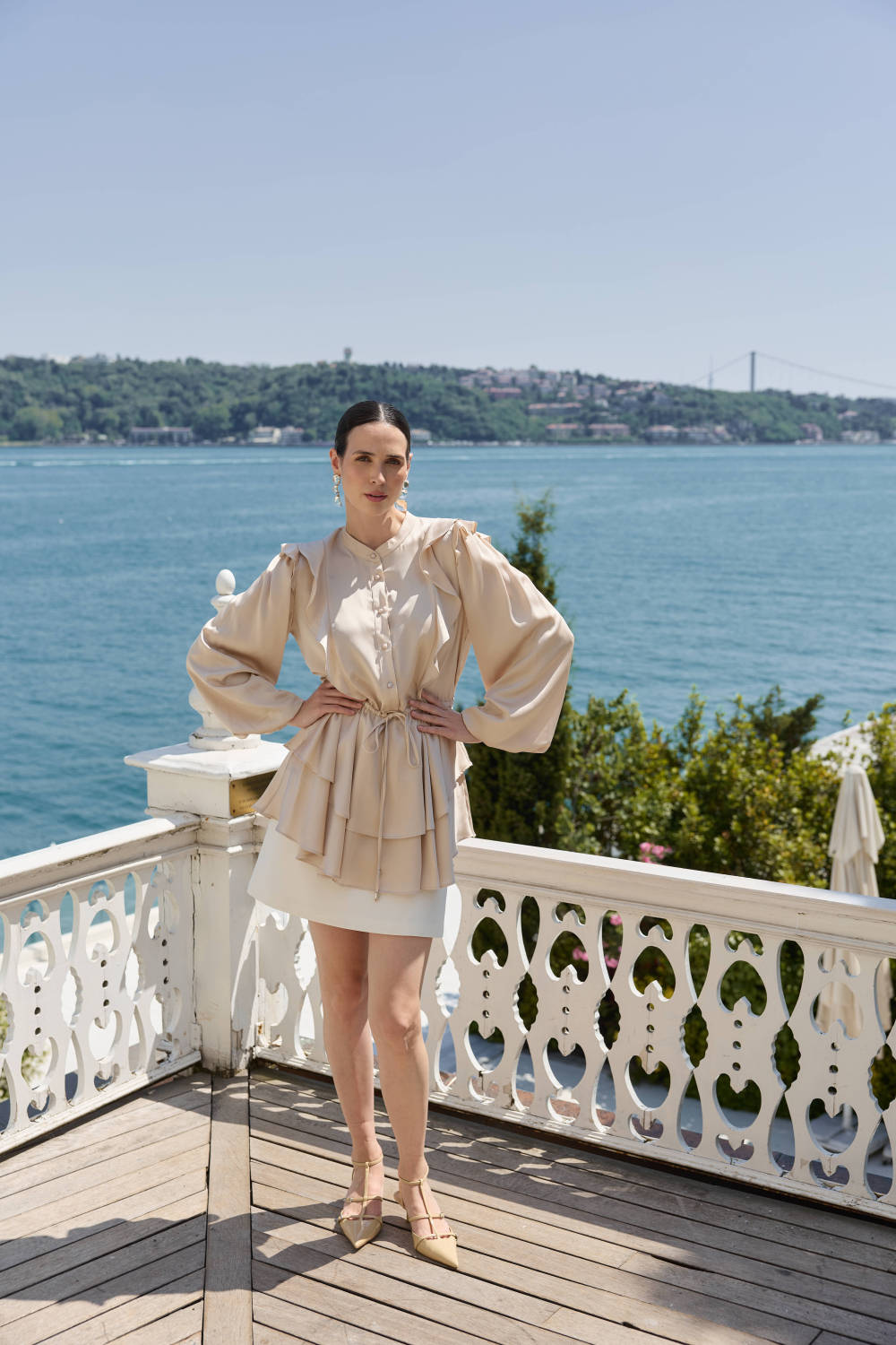 VOLAN SATEN TUNİK BEJ - 5