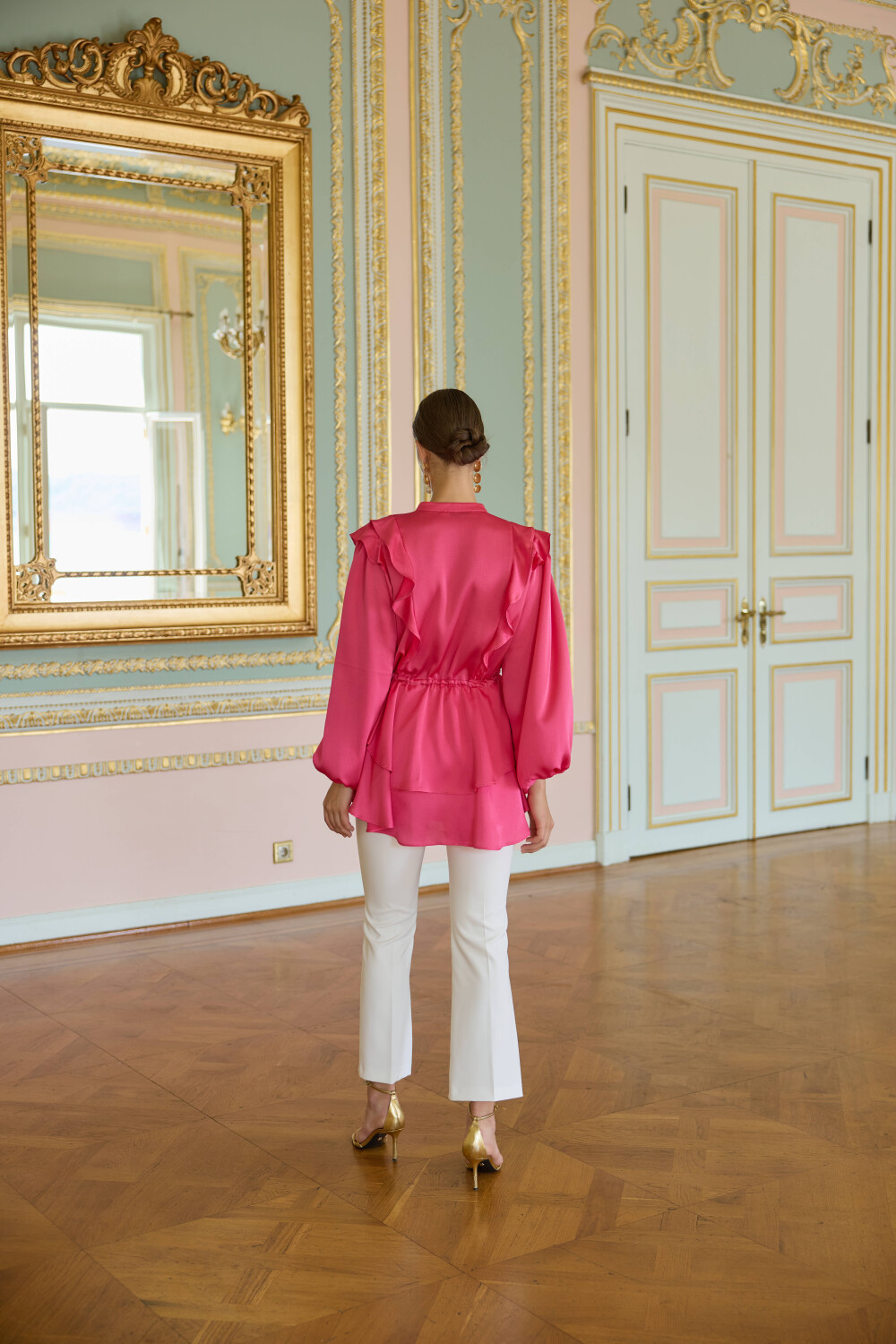 VOLAN SATEN TUNİK FUŞYA - 6