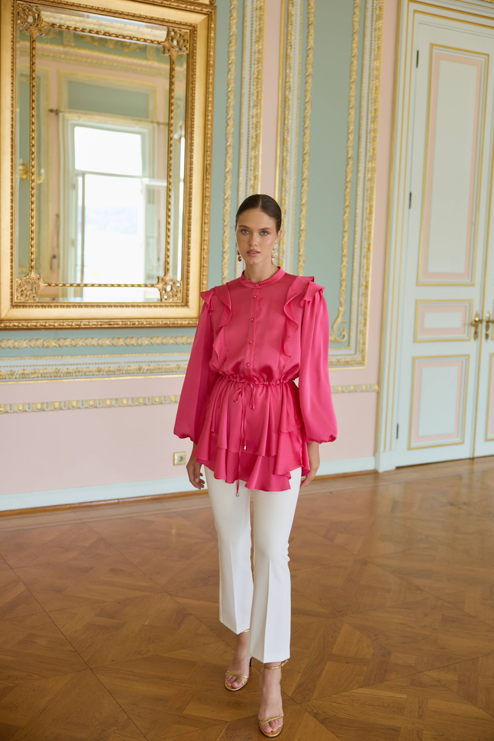 VOLAN SATEN TUNİK FUŞYA - 7